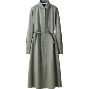 UNIQLO LEMAIRE Extra Fine Cotton Belted Long Sleeve Shirt Dress Khaki Medium M